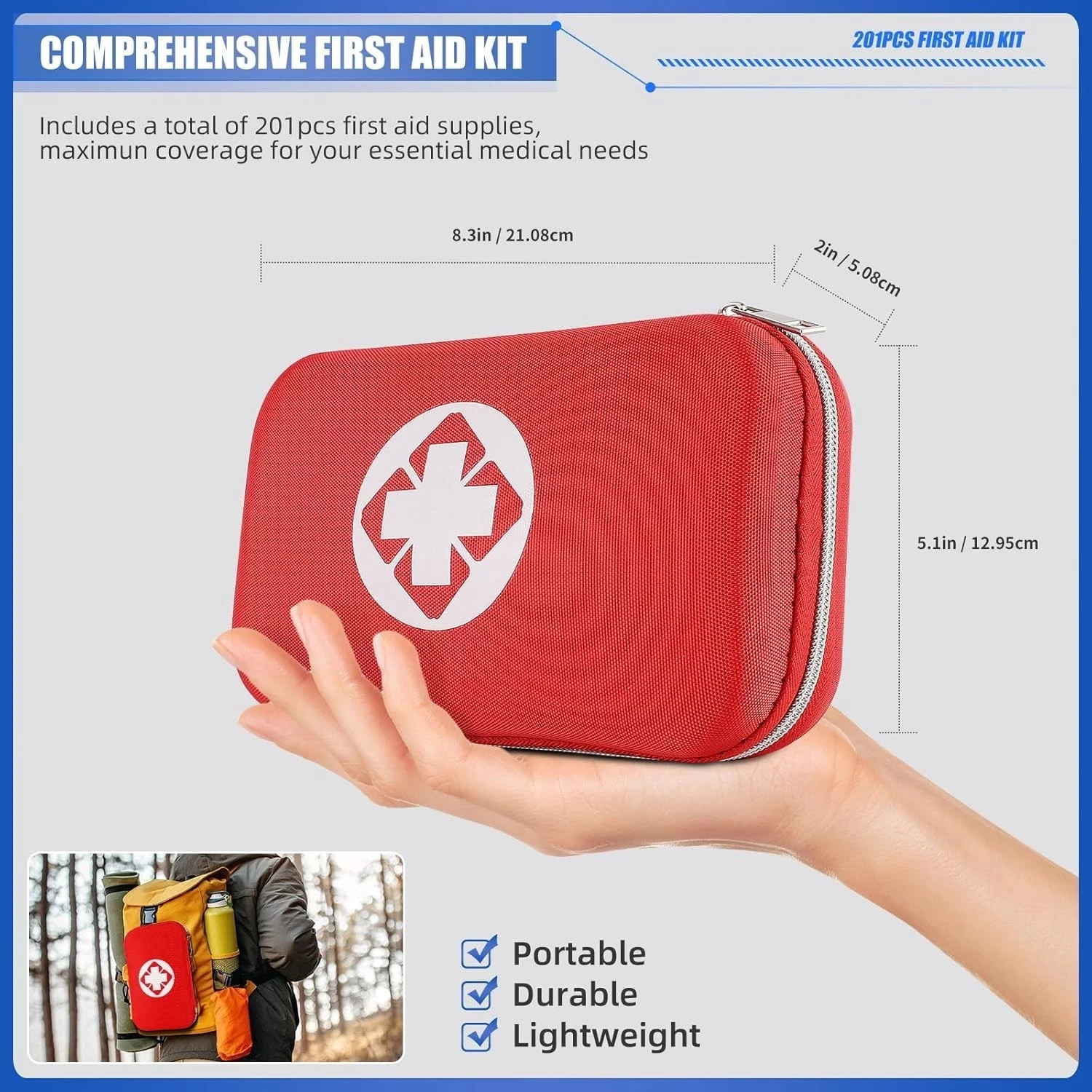 201 PCS First Aid Kit,Trauma Kit with Essential Emergency Medical Supplies