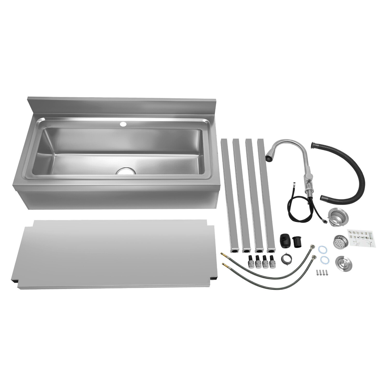 Stainless Steel Utility Sink with Faucet - Large Capacity & Adjustable Feet