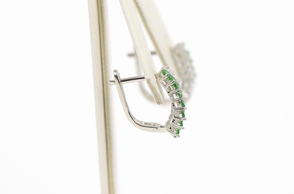 CZ Channel Set Sterling Silver Dangling Birthstone Leeverback Earring