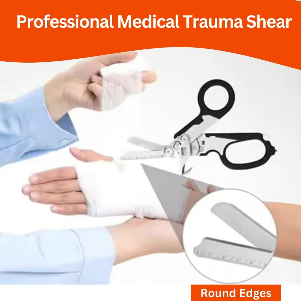 Pack 2 | 6 in 1 Multifunctional Trauma Shears Foldable with Strap Black