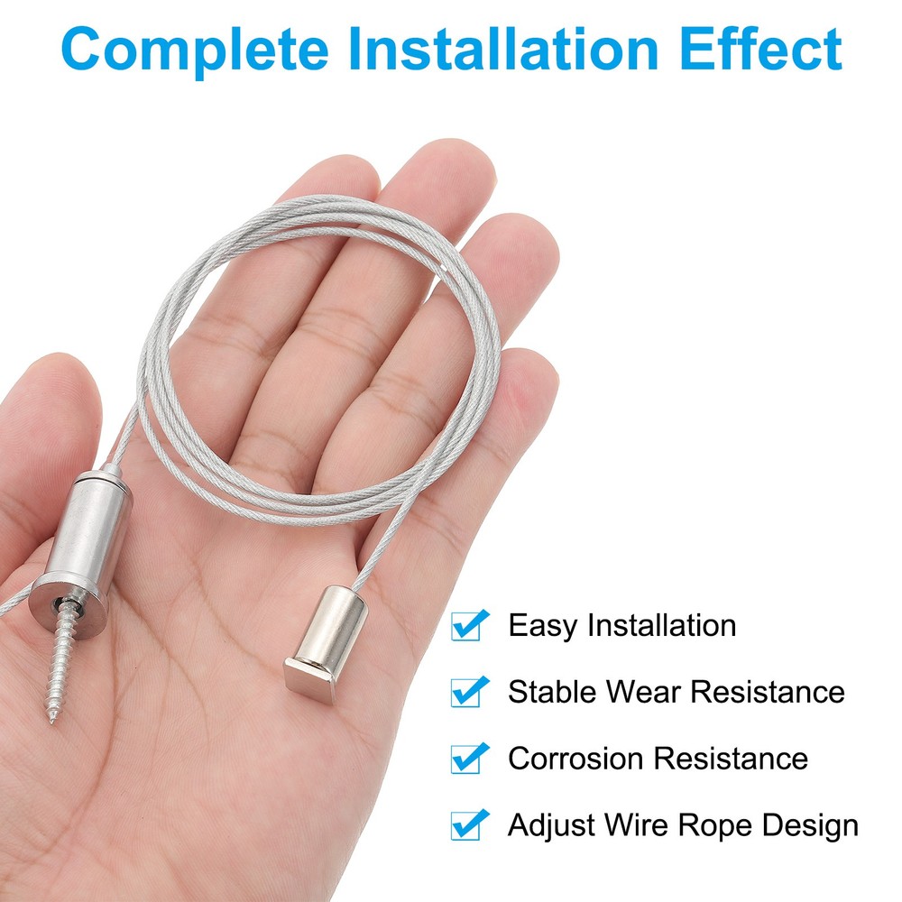 1m/3.3ft 4 Set Ceiling Hanging Wire Cable Kit with Square Nail Style 2