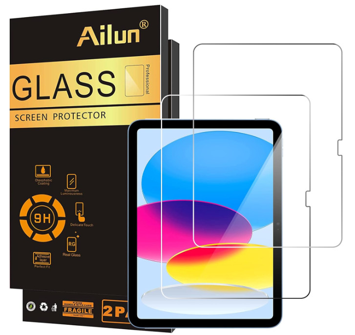 Ailun iPad 11"/10.9" Tempered Glass Screen Protector, 2 Pack, Case Friendly