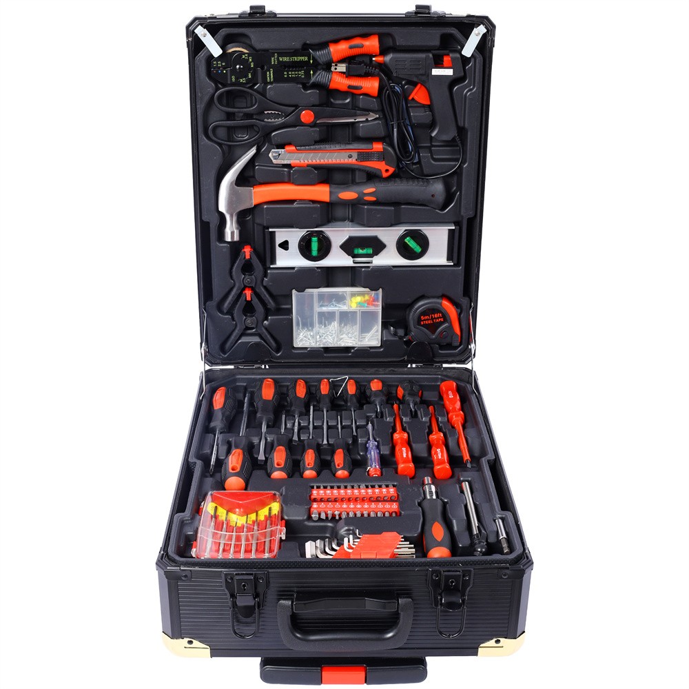 General Household Tool Kit with Rolling Tool Box, Tool Set Kit for Maintenance