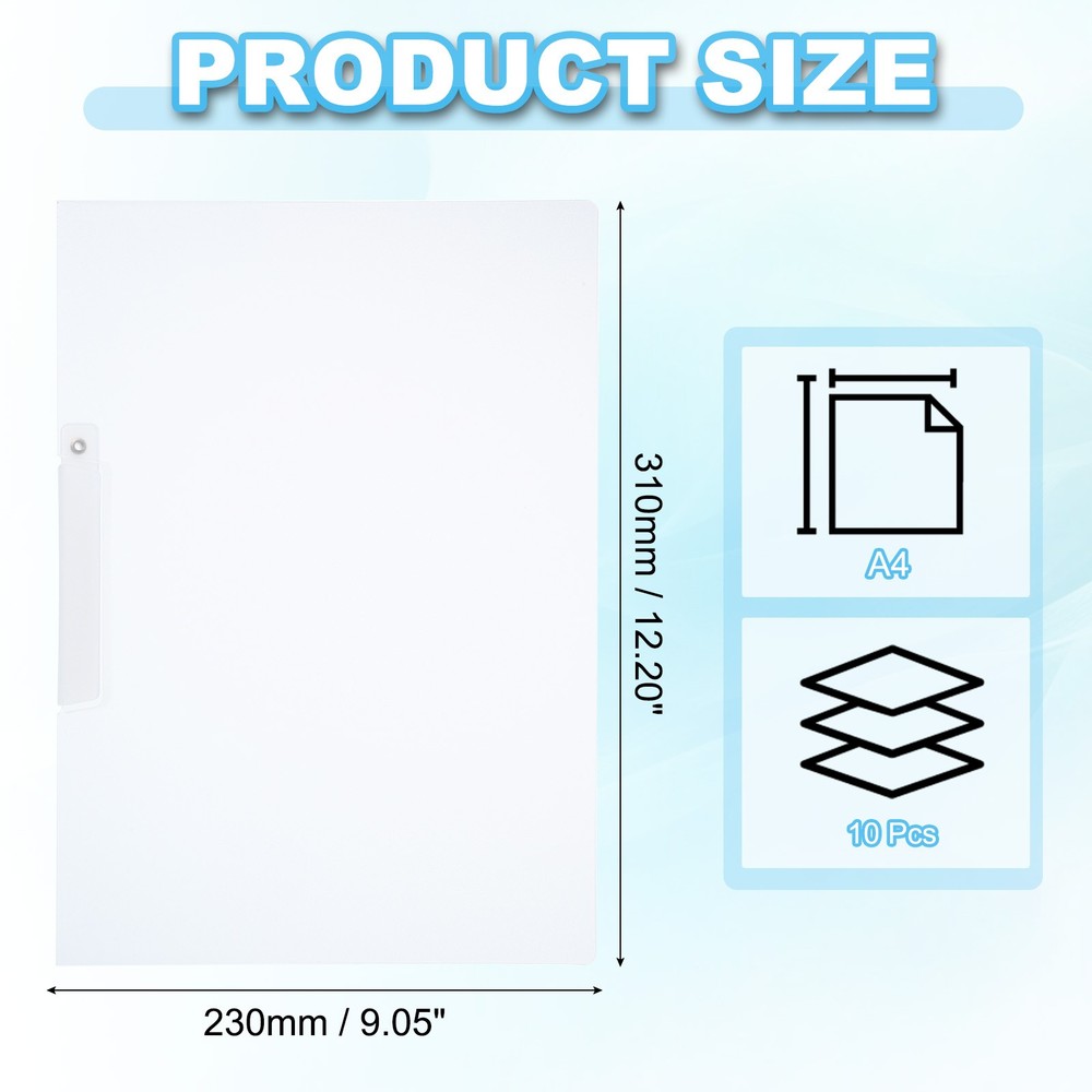 10 Pcs Report Folder Cover with Swing Clip, White
