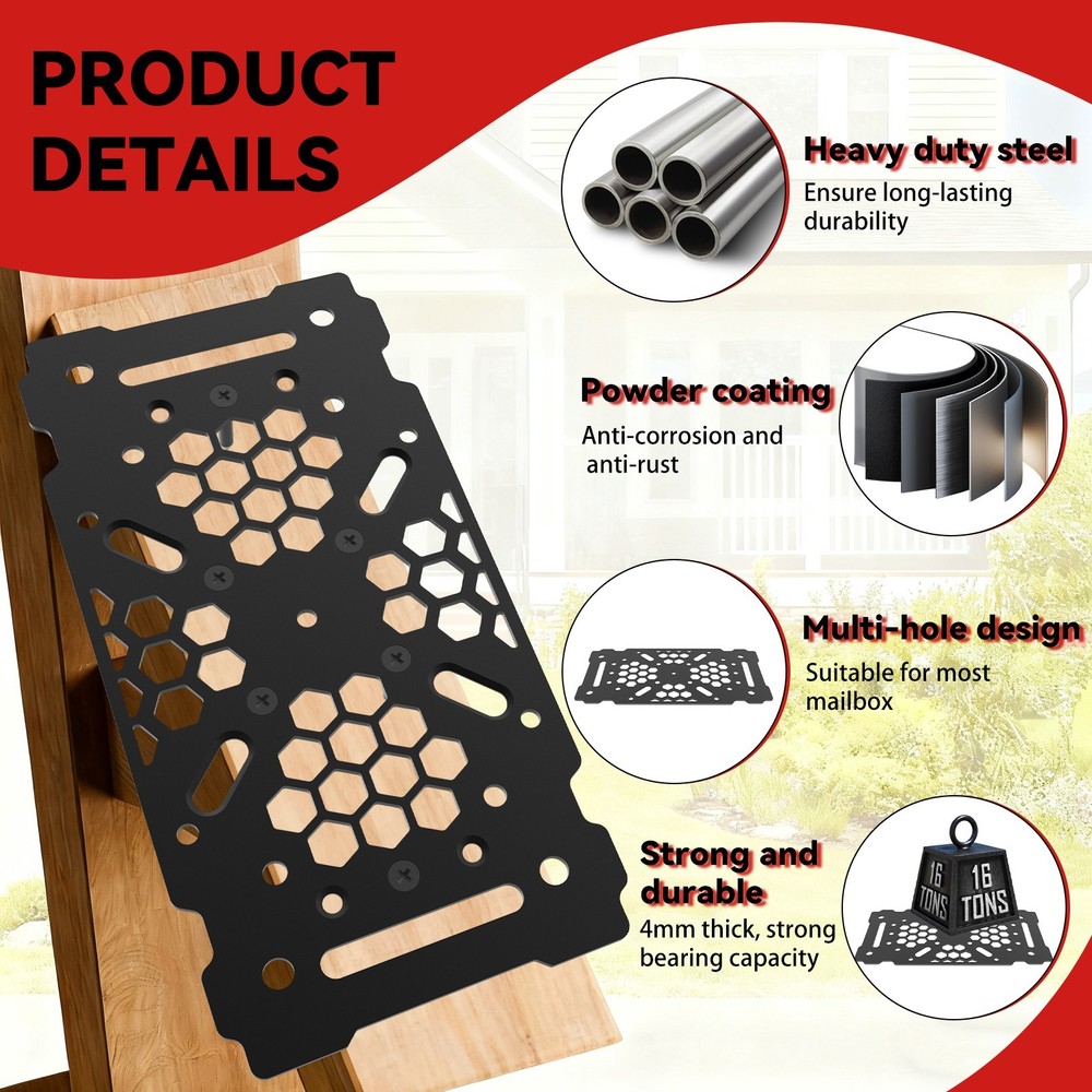 Mailbox Post Mount Bracket&Mailbox Flag, Heavy-Duty Plate for Post Mount Mailbox