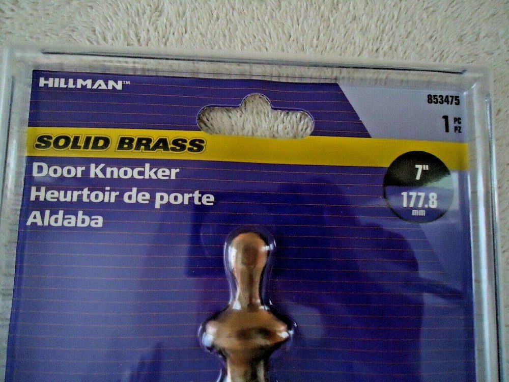 Hillman " NIP " # 853475 7" Solid Brass Door Knocker " BEAUTIFUL ITEM "