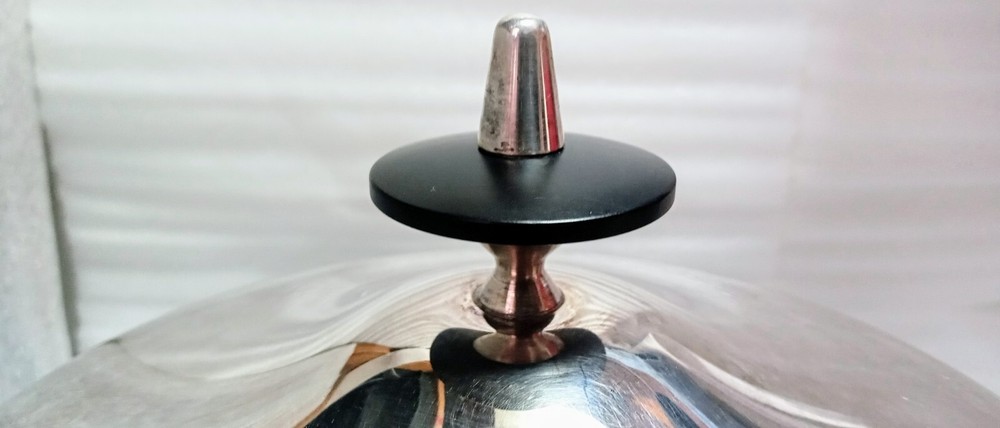 Vtg MCM F. B. Rogers Silver Plate Sputnik Atomic UFO Lidded Serving Dish 5844