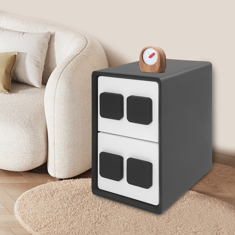 Modern Minimalist End Table, Bedside Table, Floorstanding End Table W/ 2 Drawers