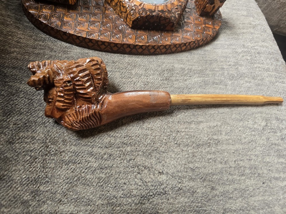 Wooden Pipe With Ashtray/pipe Holder
