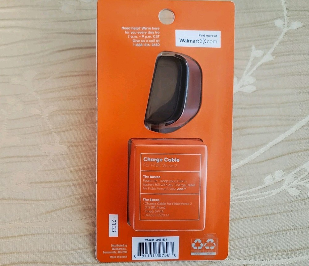 Onn Fitbit Versa 2 Docking Charger w/ 3ft. USB Cable - NEW