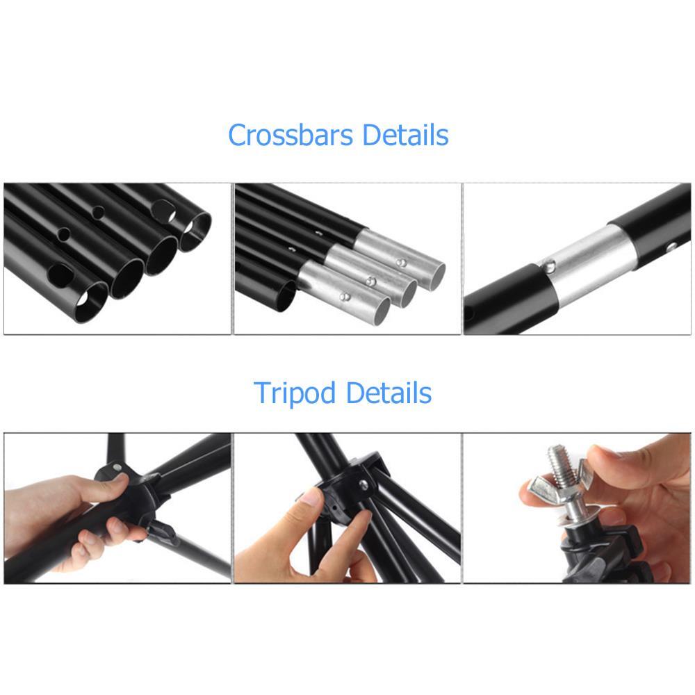 Adjustable Background Crossbar Kit Support Stand Photography Backdrop Black