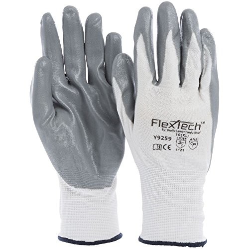 Tucker FlexTech White Knit Work Gloves with Grey Nitrile Palm - Extra Large