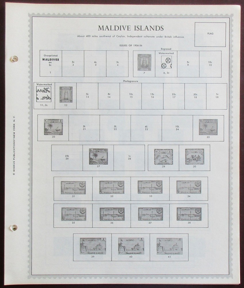 Maldive Islands: Clean Set of Unused Minkus Supreme Global Pages to 1982