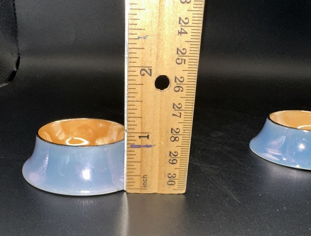Noritake Pair Blue Peach Lusterware Open Salt Cellars