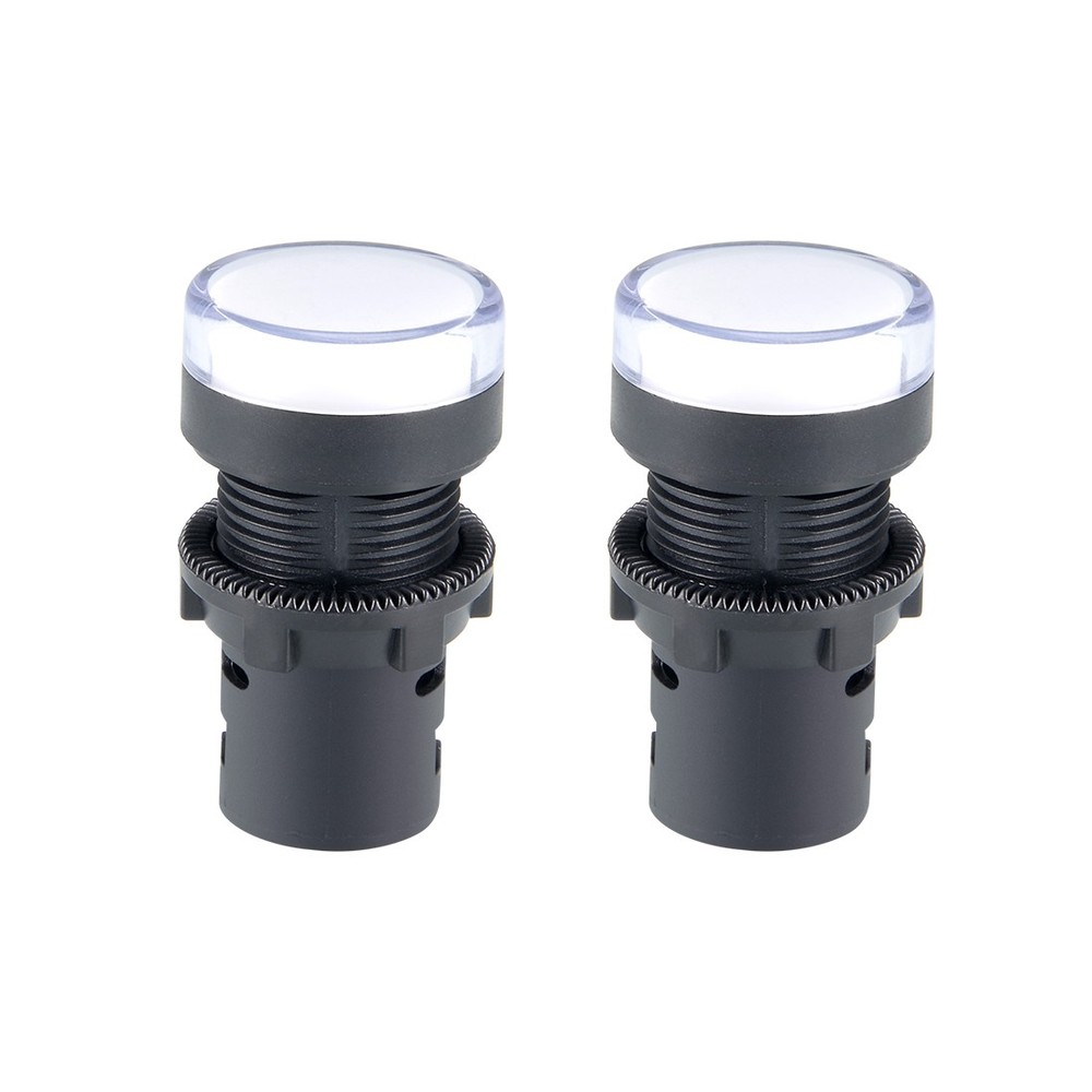 2Pcs AC/DC 24V Indicator Lights, White LED, Flush Panel Mount 7/8" 22mm