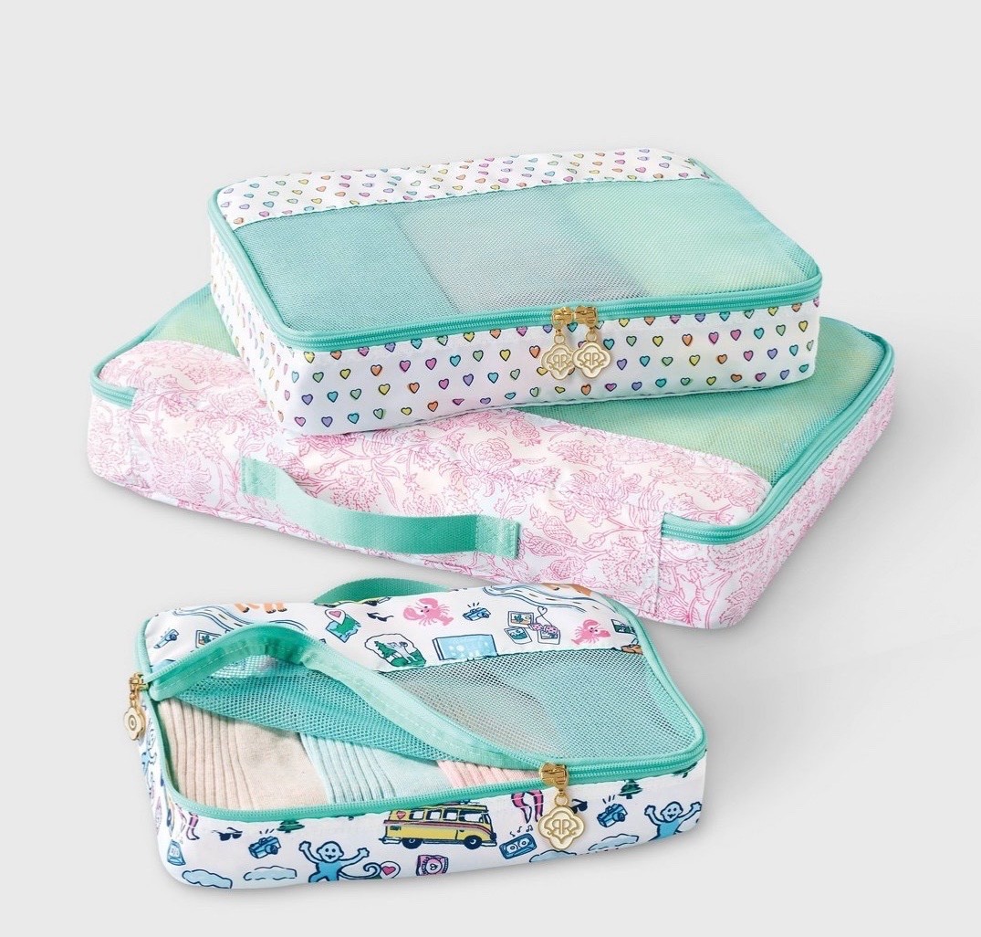 Roller Rabbit x Target 3pc White/Teal Packing Cube Set