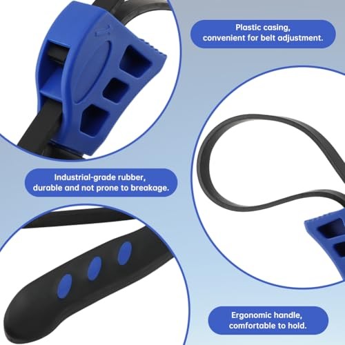 Adjustable Rubber Strap Wrench Set, 2pcs - Max Diameter 4" and 6", Blue+black