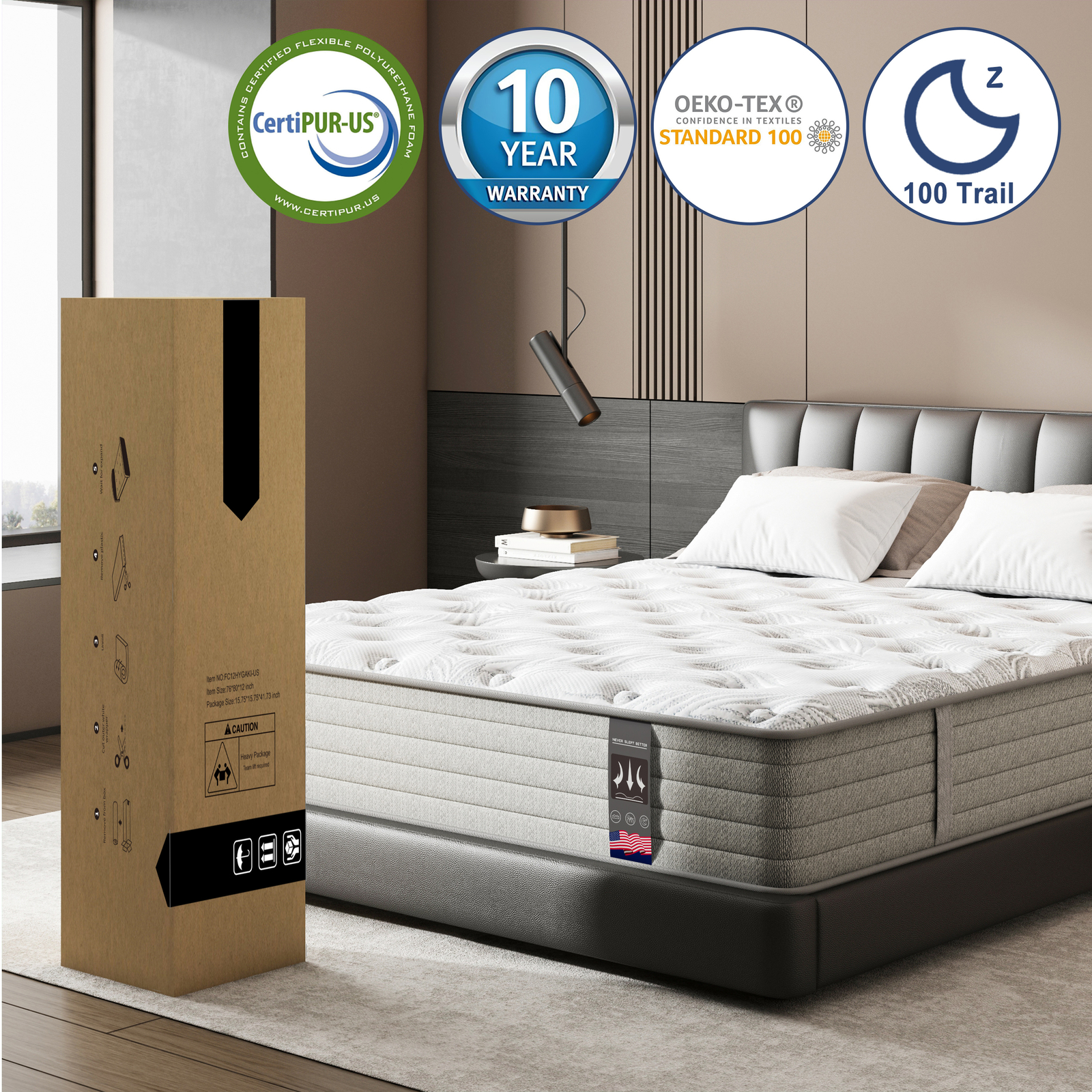 8"10"12"14 Twin Full Queen King Size Mattress in a Box Hybrid Spring Memory Foam