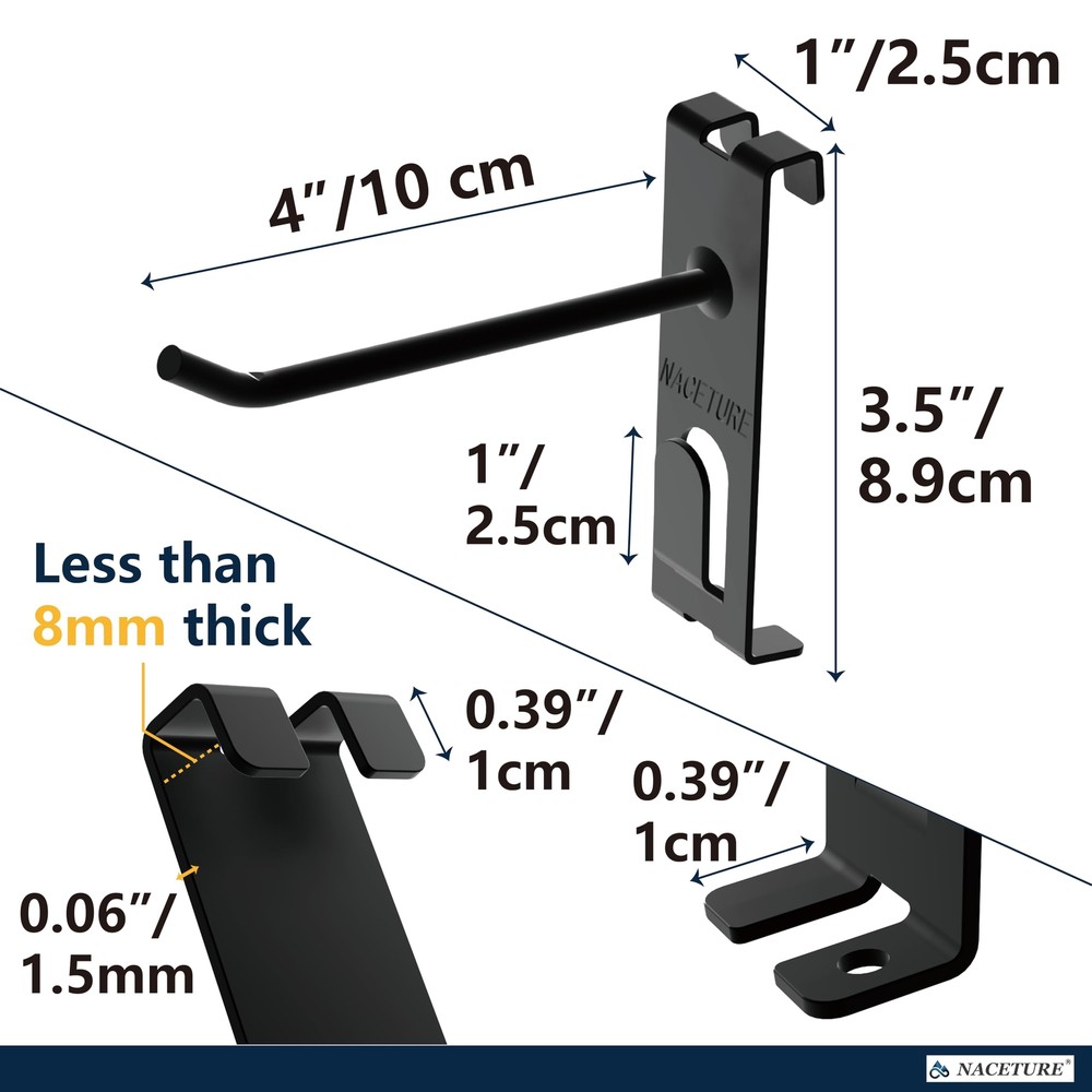 Double Gridwall Hooks- 24 Pcs Display Hooks for Grid Wall Panel- Grid Wall Ho...