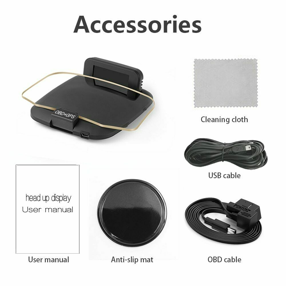 C1 Mirror HUD Head Up Display OBD2 GPS Navigation Speedometer Overspeed Warning