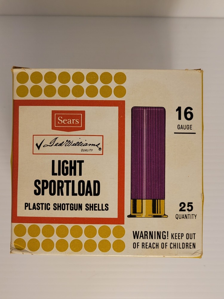 Sears Ted Williams 16 Gauge Shotgun Shells Empty Box