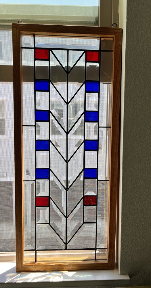 stained glass panel Geometric Design 12/26 Inches