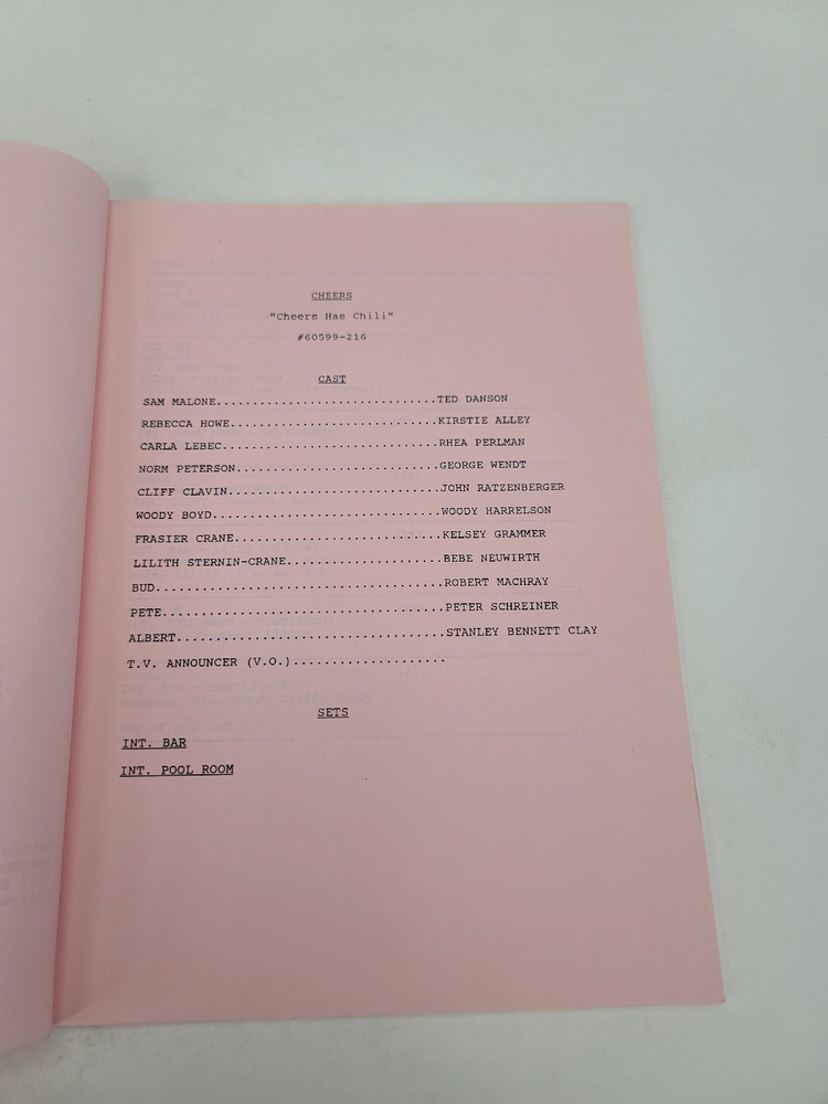 CHEERS / Cheri Eichen 1991 TV Script, Robert Machray "Cheers Has Chili"