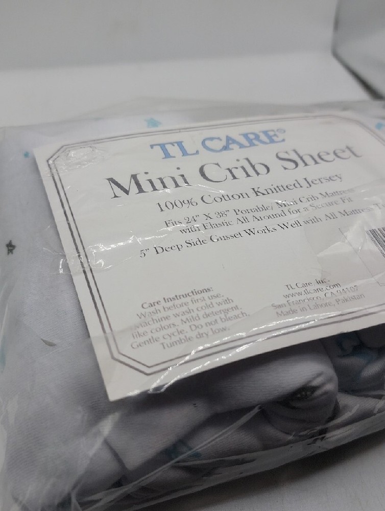 Portable/Mini-Crib Sheets by TL Care, Jersey Sheets, 2pk. New