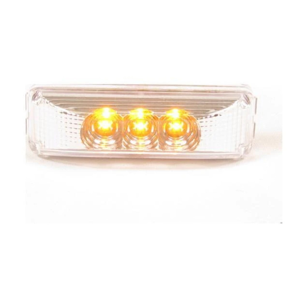 Amber Rectangular Side Marker Led Light with 3 LEDs and Clear Lens