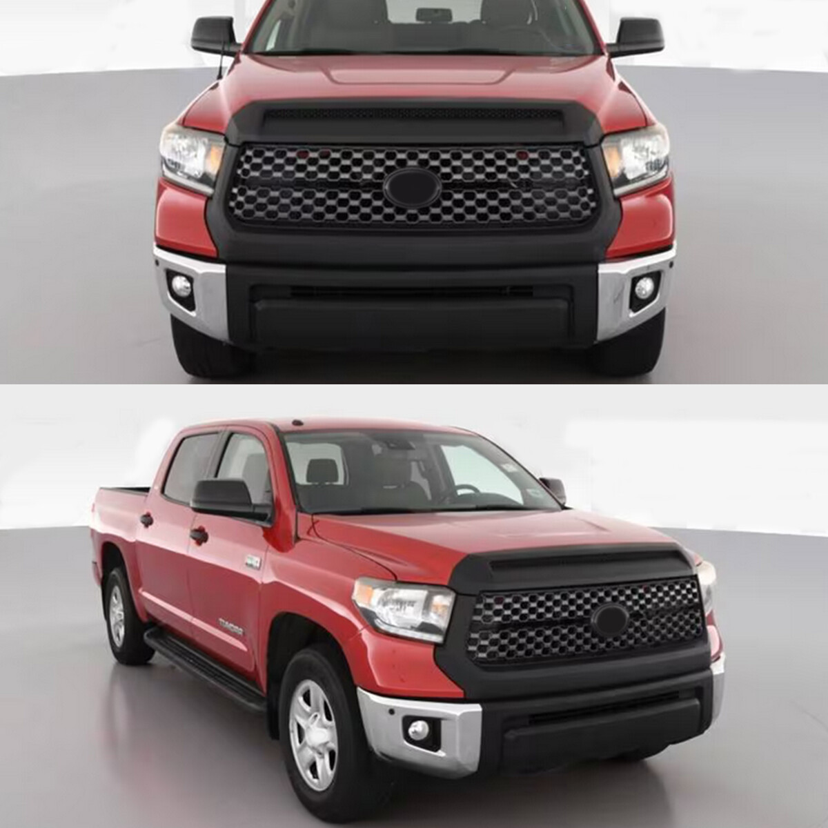 For 2014-2021 Toyota Tundra Matte Black Front Grille & Hood Bulge Molding Set