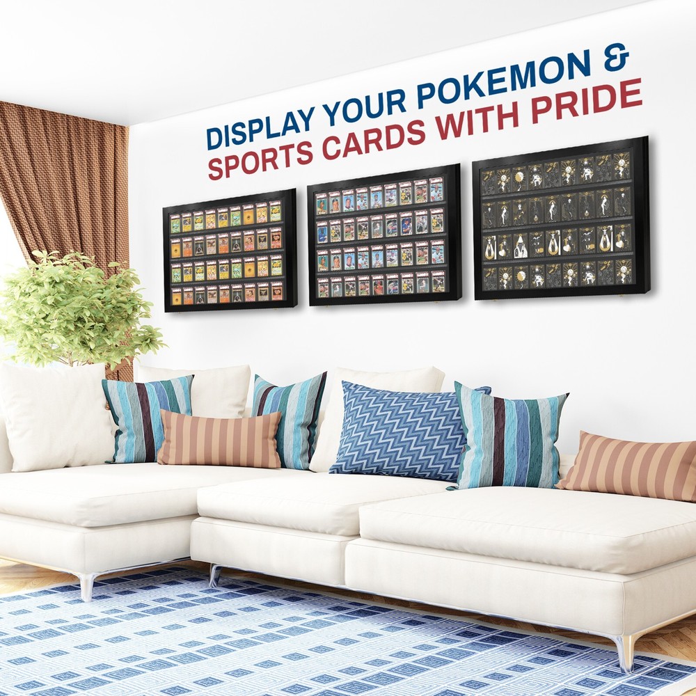 Black Finish 36 Horizontal Graded Baseball Card display Case DEEP