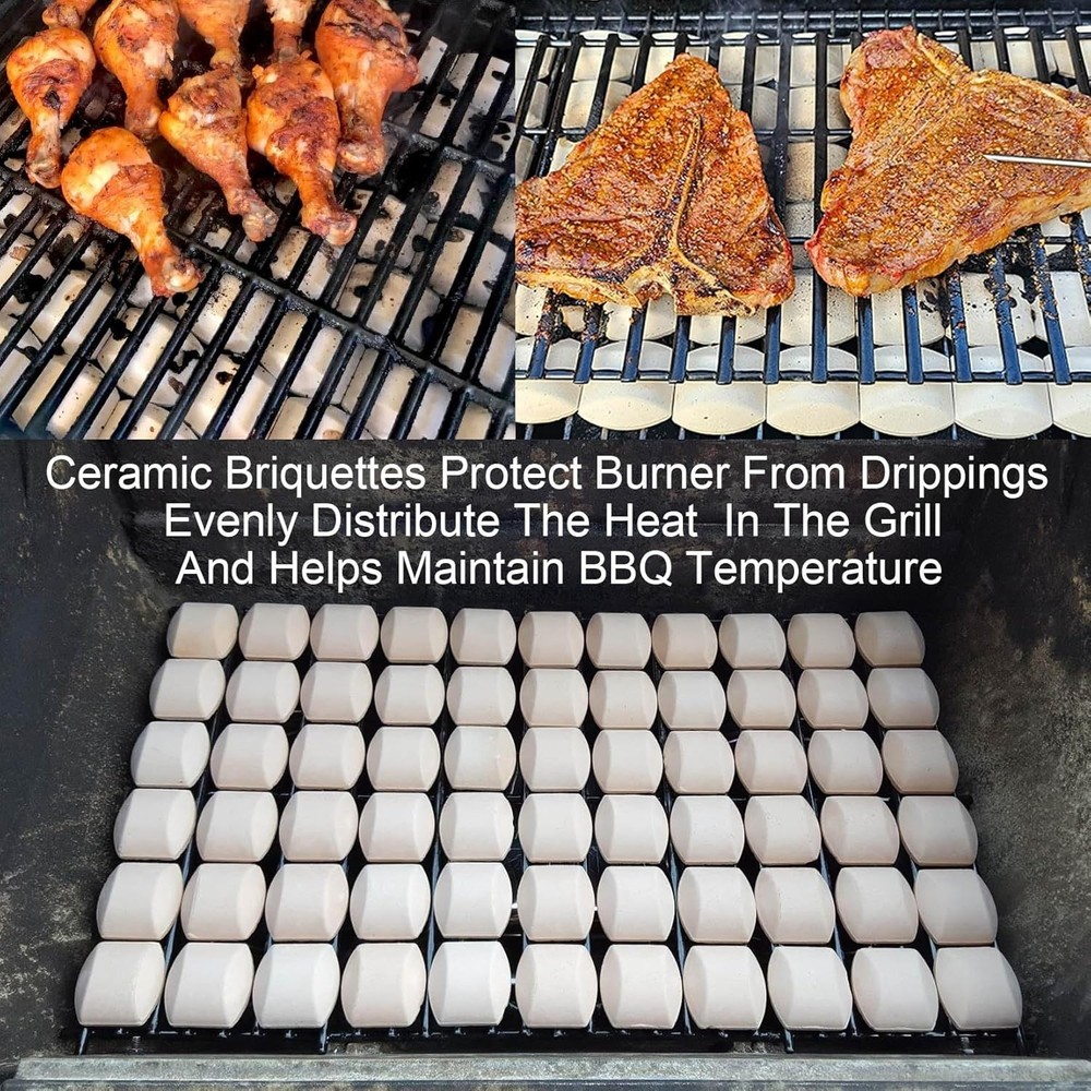 High-Quality Ceramic Briquettes for Grills, 50-Pack