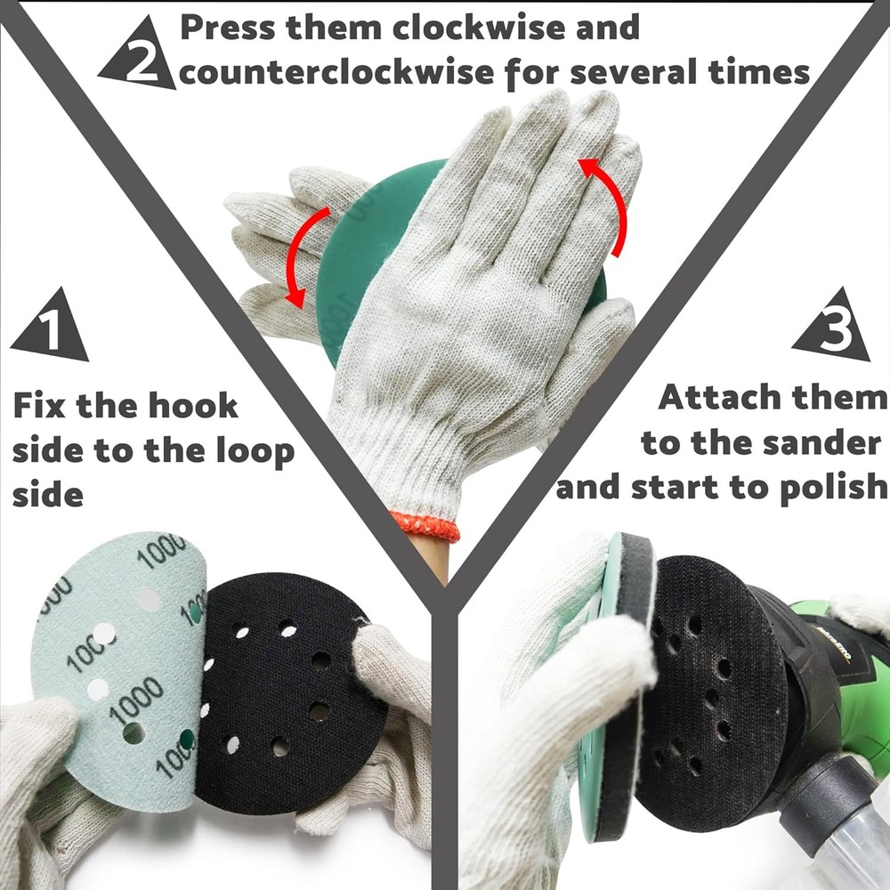 5 inch Orbital Sander Foam Pad 4 PCS, Interface with 8 Medium, Black