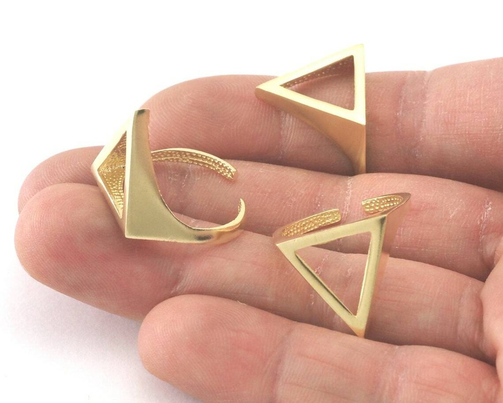 Open Triangle Ring Adjustable Raw brass (16.5mm 6US inner size) 4237 17mm