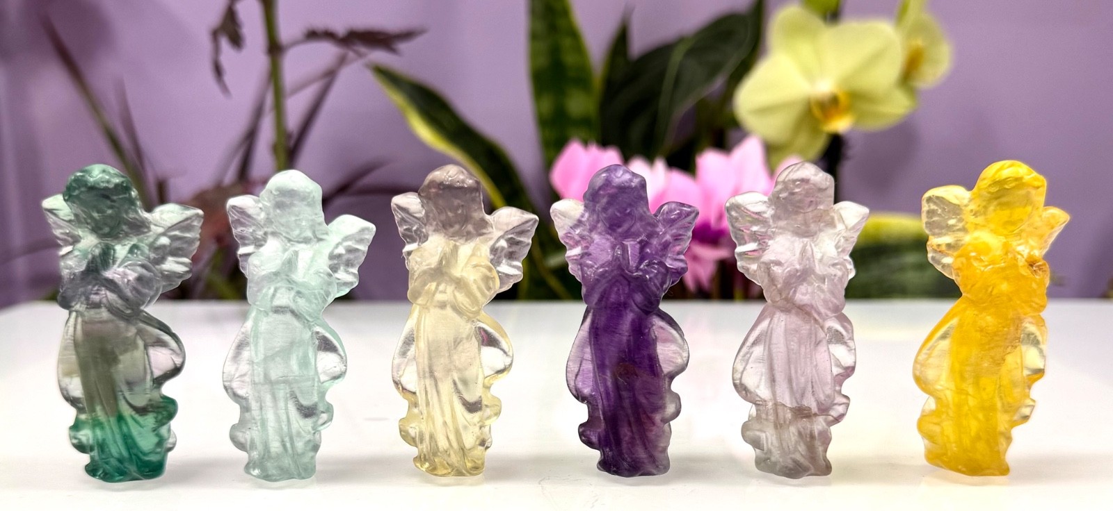 Wholesale Lot 6 Pcs Natural Fluorite Angels 7cm crystal Healing Energy