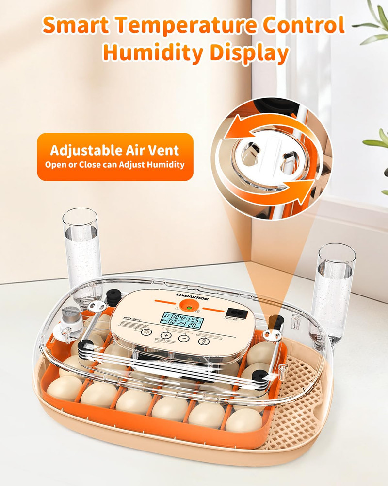Egg Incubator for 24 Chicken Eggs with Automatic Turner, Digital Temperature Con