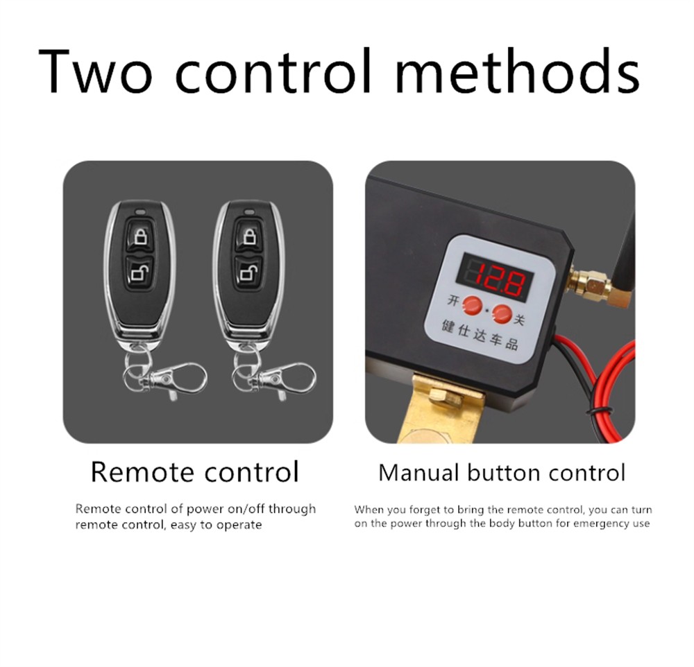 Universal Wireless 2Pcs Remote Control Button / Isolator Master Switch Voltmeter