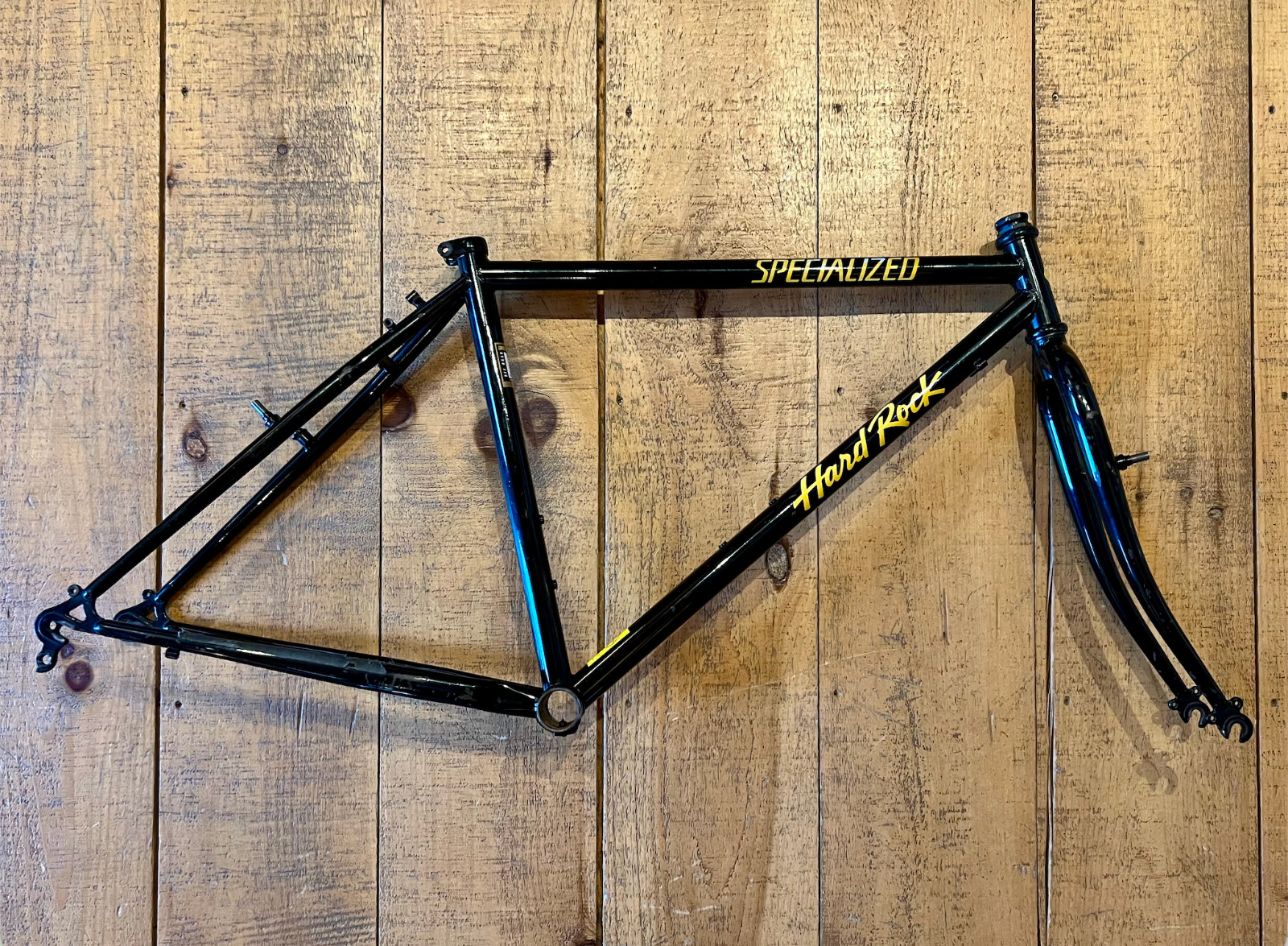 Vintage 90s Specialized Hard Rock 18.5" Steel Mountain Bike Frame Black / Yellow