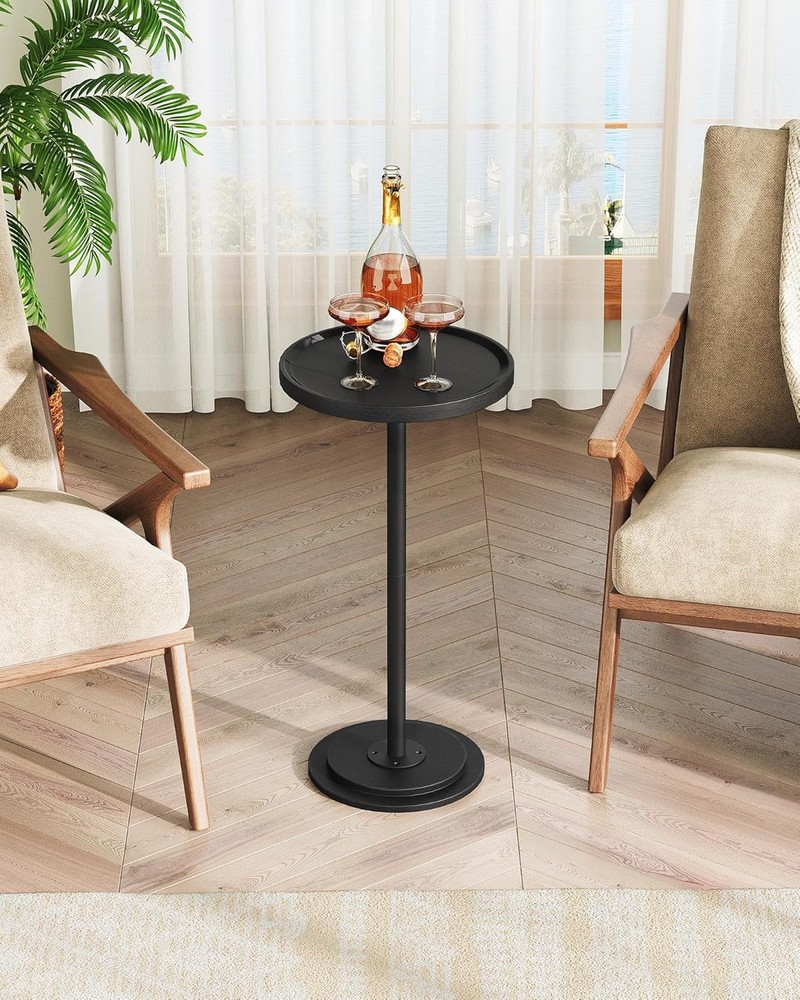 Small Round Side Table Drink Table Small Spaces Pedestal Cocktail Table