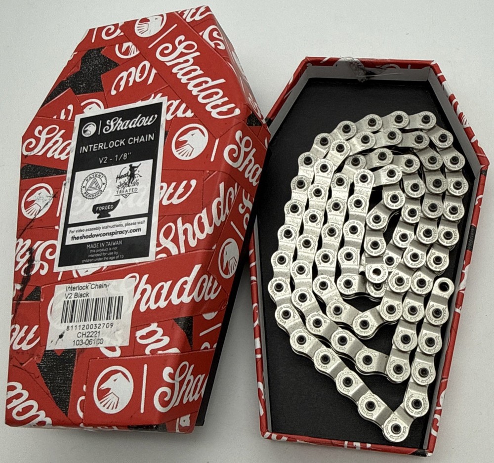 SHADOW INTERLOCK V2 HALF LINK BMX CHAIN 1/8" SILVER NEW