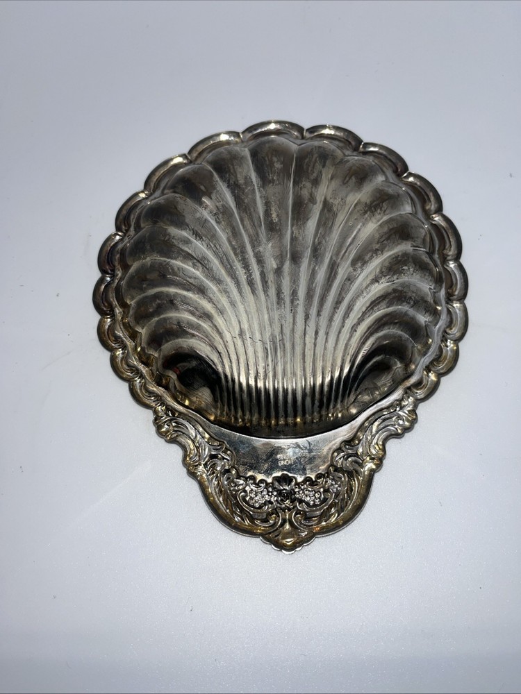 6” Silver Plated Shell Tray Marked HONG KONG