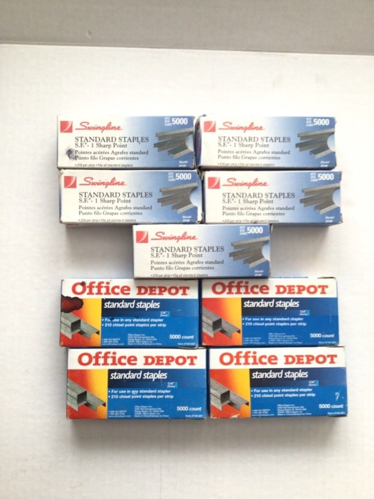 9 Boxes Office Depot/Swingline  Standard Staples 5000 each Box