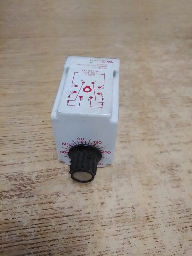 Dayton 6x604C Solid State Time Delay Relay, Interval Delay, 1.8-180sec, 120VAC