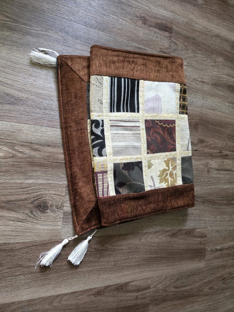 Handmade Patchwork Table Runner 56x19 Earth Tone Quilted Decor