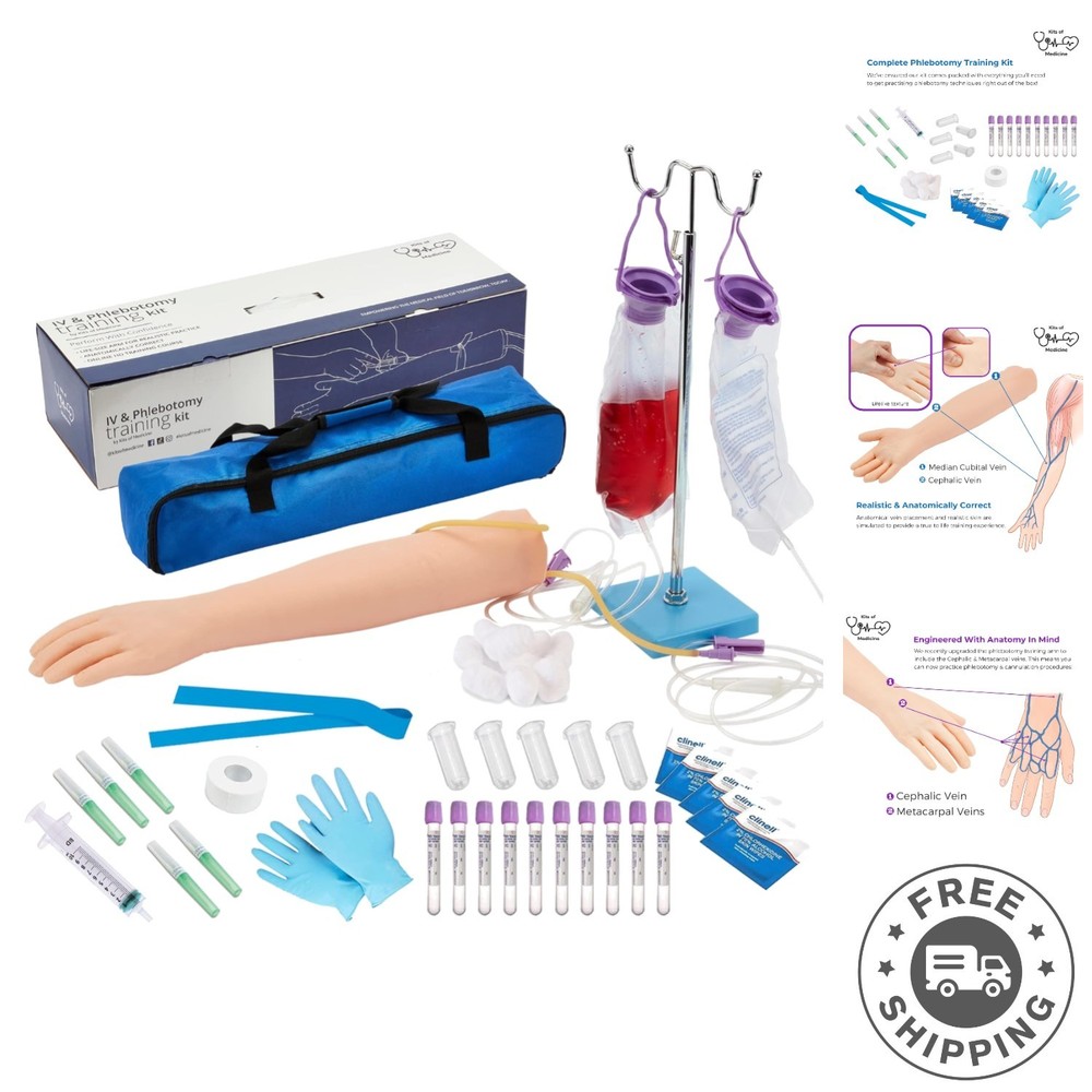 Durable Phlebotomy Practice Kit with HD Tutorials for Confident Nursing Students