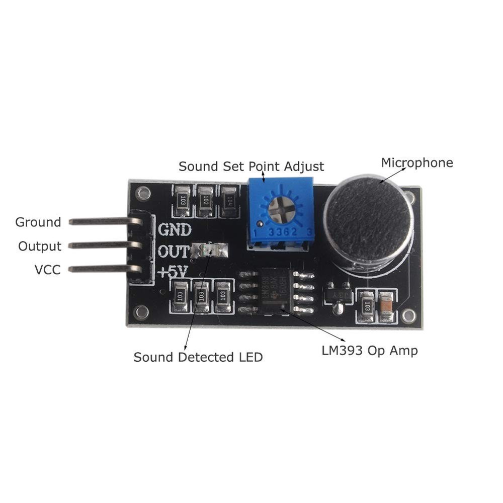 LM393 Sound Sensor Module High Sensitivity Microphone Detection 5 Pack Arduino