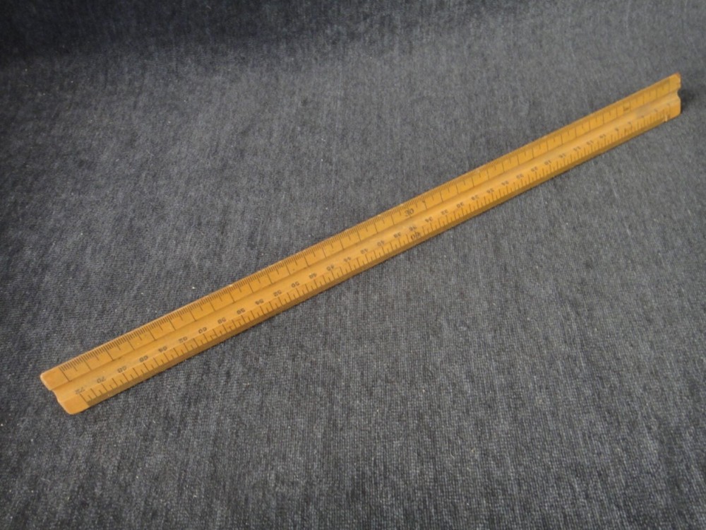 Vintage Unbranded Engineer Triangular 12" Wood Scale