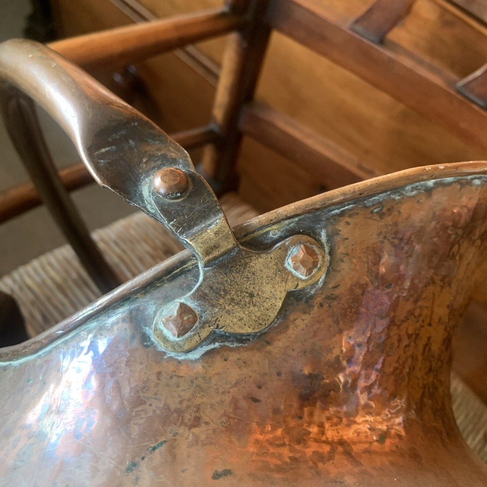 Antique victorian copper coal scuttle bucket