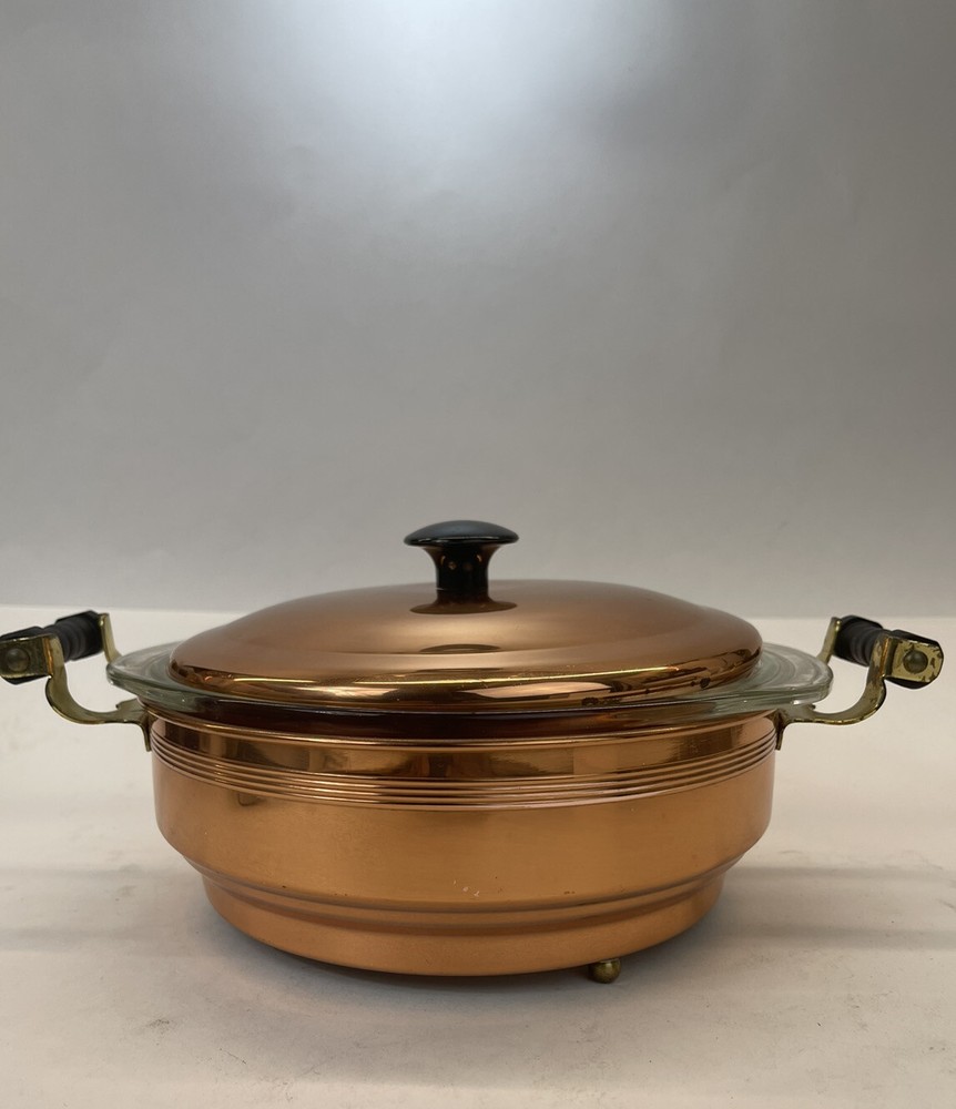 Vintage 1950s CopperCraft Guild Copper Buffet Casserole Pyrex Insert