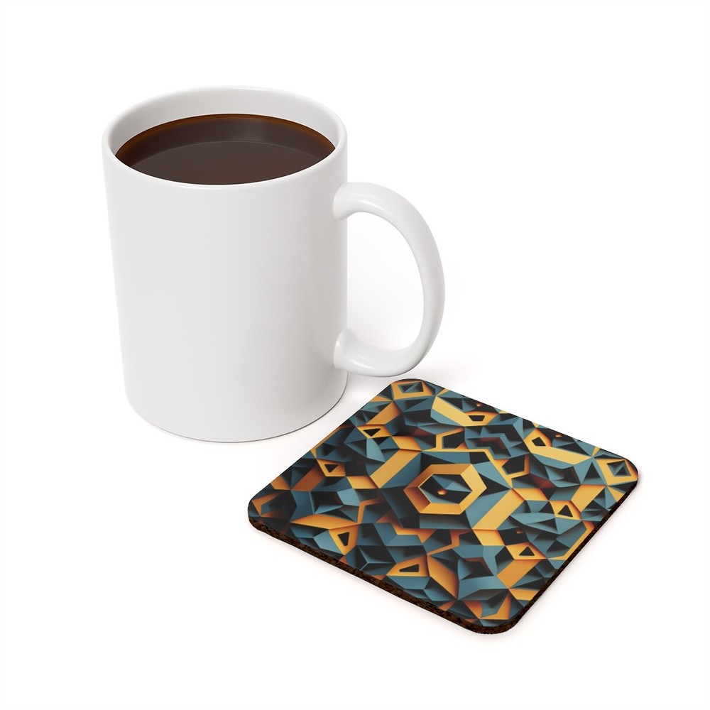 Cork Back Coaster Home Decor Futuristic Geometric Pattern Bold Modern Sleek